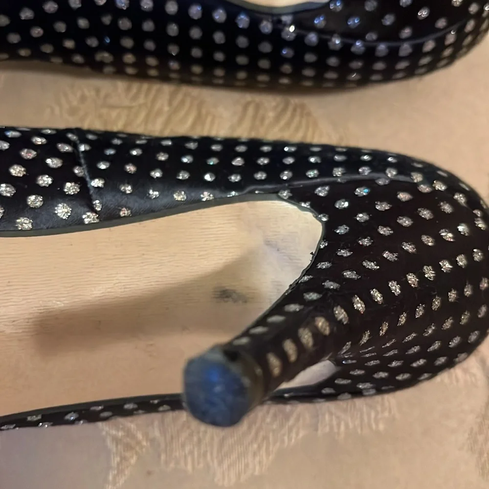 QualiCraft vintage glitter polkadot heels size 8
